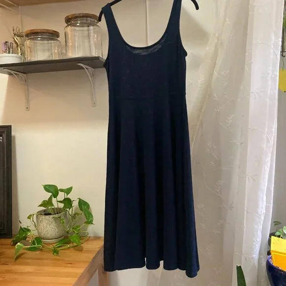 Sleeveless Fit & Flare Knit Midi Sundress - Navy L - Picture 3 of 5